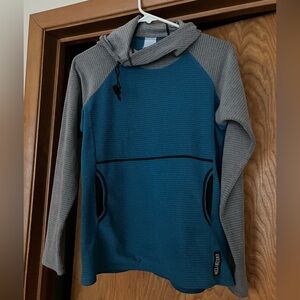 Melanzana micro grid fleece hoodie, M